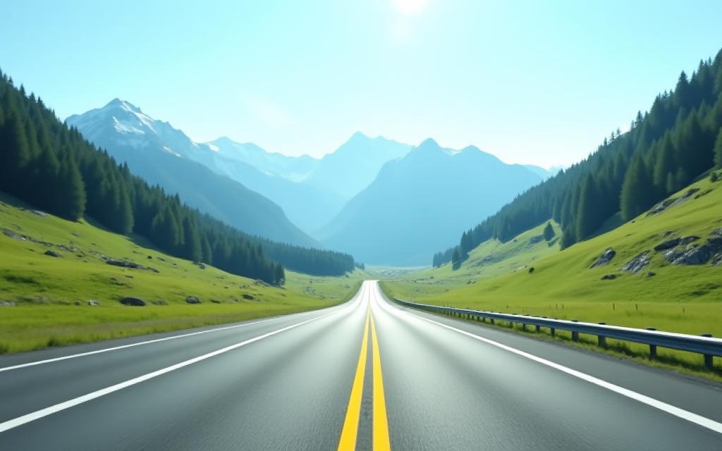 Scenic view of Austria Autobahn with alpine background