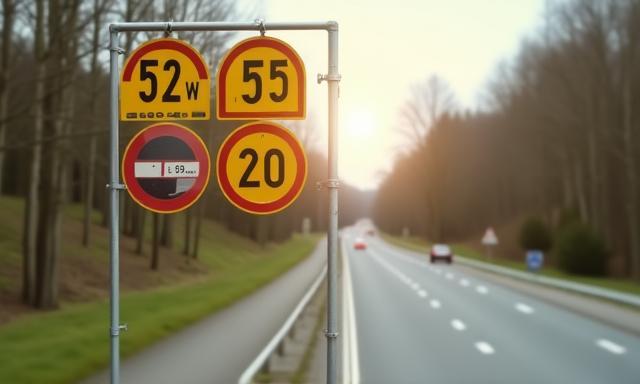 Austrian road speed limit signs for Autobahn and city roads